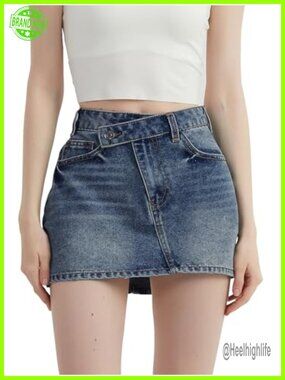 Women's Denim Mini Skort Low Waisted Bodycon Jean Skirt Trendy
